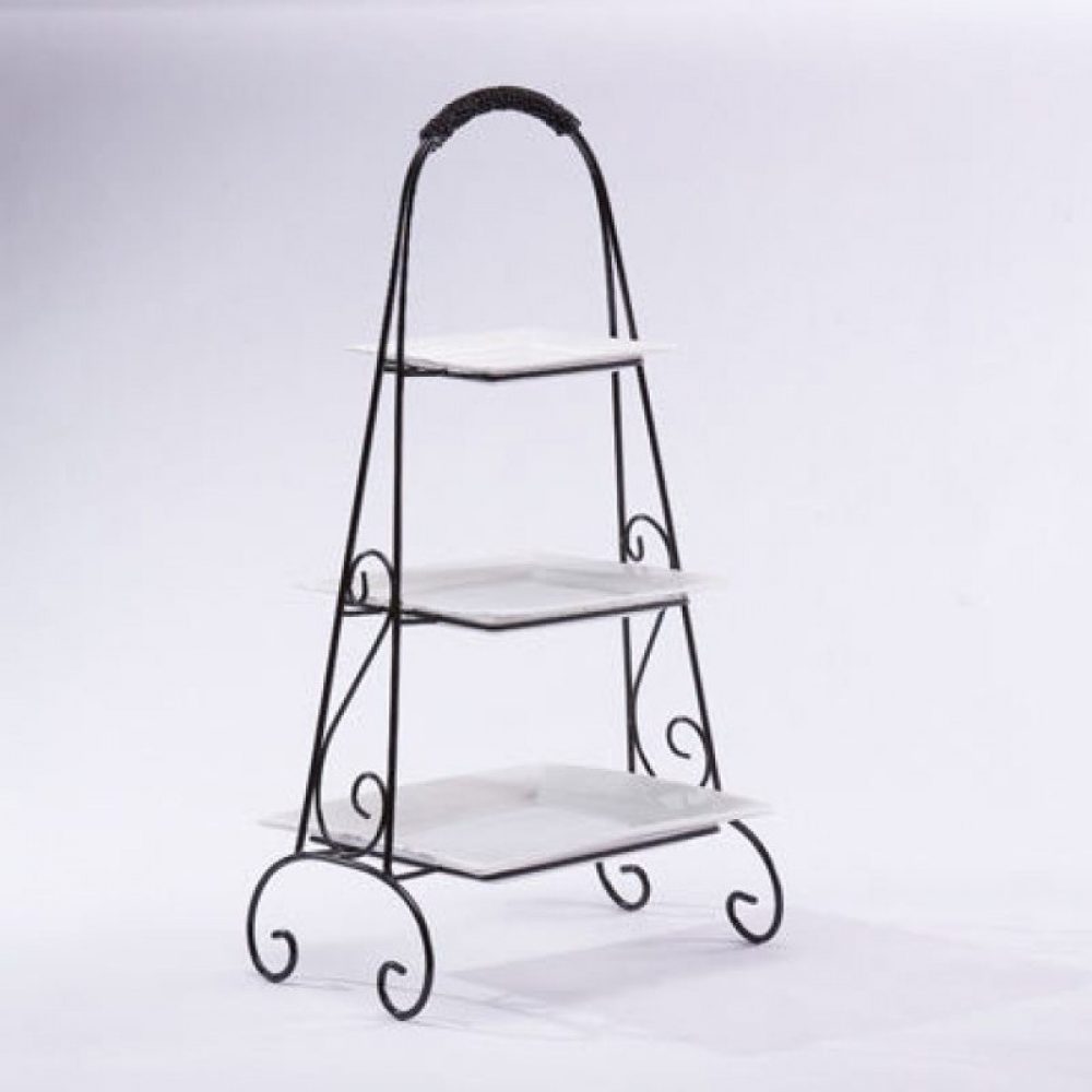 Black Metal Triple Tiered Plate Stand
